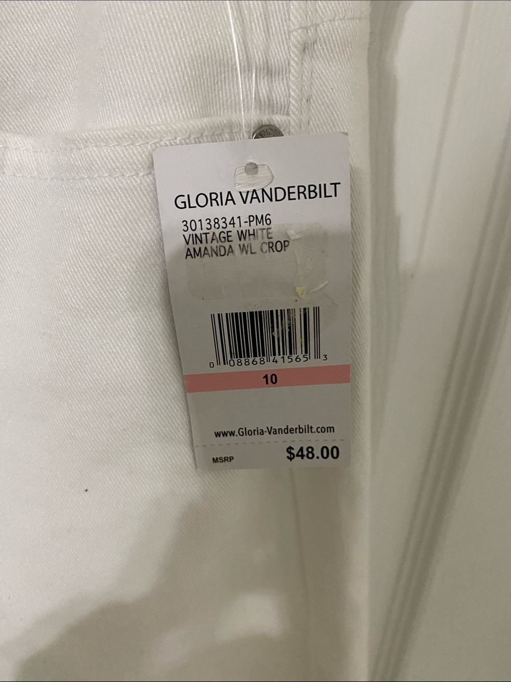 NWT Gloria Vanderbilt White Wide-Leg Cropped Jeans - Picture 6 of 10